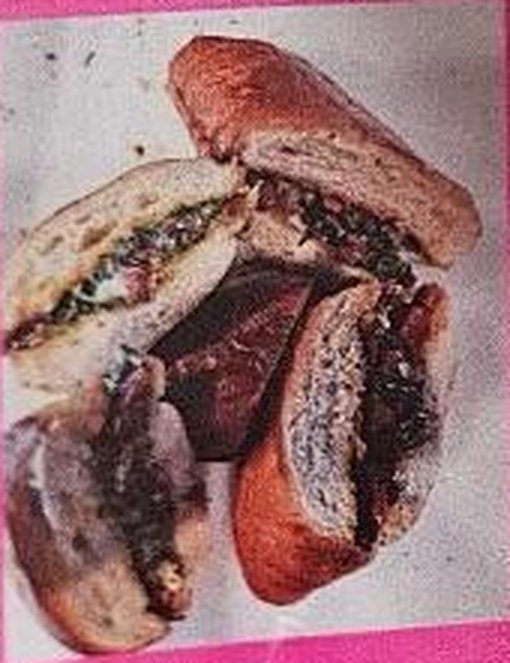 Garlic bread sandwich cut in half